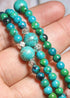 Boho Bracelet, Layers Blue Turquoise Mala Red Mantra Lotus
